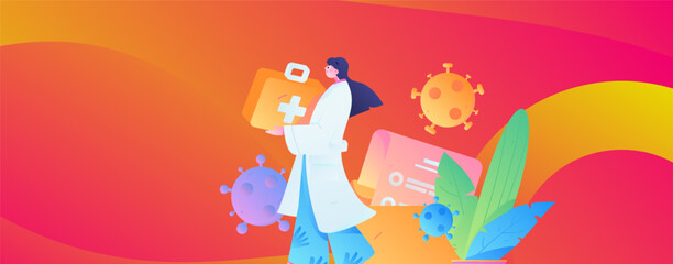 Medical characters fighting the epidemic flat vector concept operation hand drawn illustration
