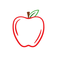 Red Apple Drawing Doodle Icon Cartoon Clipart Vector Illustration