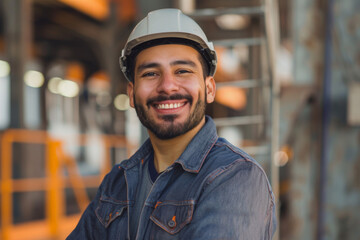 Latino handsome man smiling, engineer