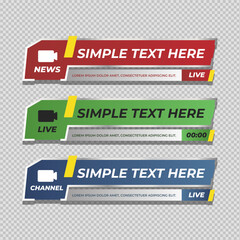 Obraz premium Vector template set of colorful lower thirds, simple style suit for news, video and media channel
