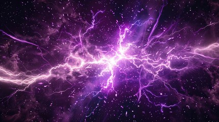 Fototapeta premium purple lightning in the night sky background 