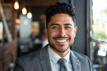 Fototapeta premium Latino handsome man smiling, suit