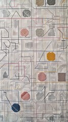 Obraz premium Abstract Geometric Embroidery on White Fabric