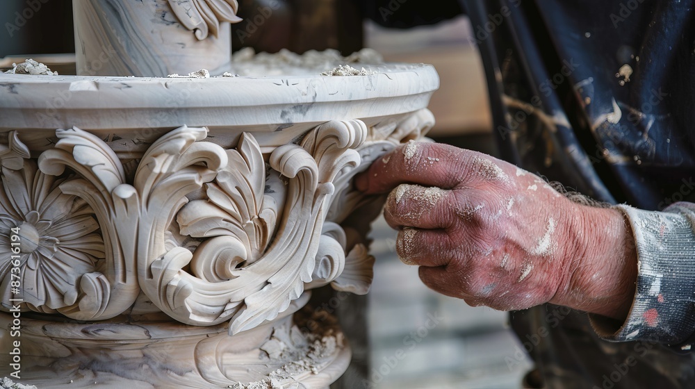 Poster Stone carving is a labor-intensive process, but the finished results are worth the effort and dedication.