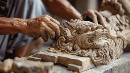 Stone carving is a physically demanding art form, requiring strength, endurance, and a steady hand.