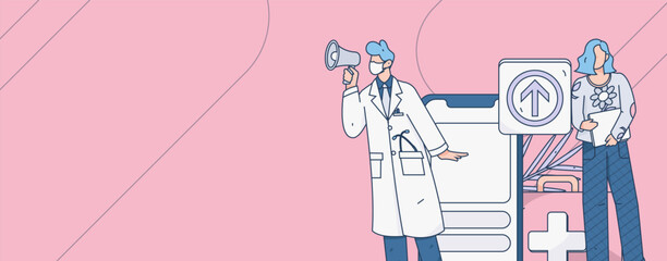 Medical characters fighting the epidemic flat vector concept operation hand drawn illustration
