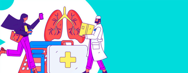 Medical characters fighting the epidemic flat vector concept operation hand drawn illustration
