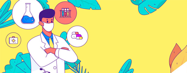 Medical characters fighting the epidemic flat vector concept operation hand drawn illustration
