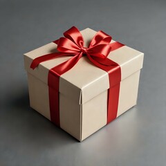 Obraz premium red gift box with ribbon