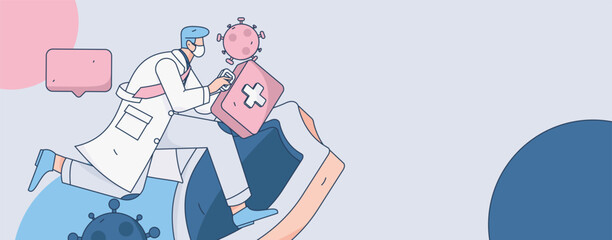 Medical characters fighting the epidemic flat vector concept operation hand drawn illustration
