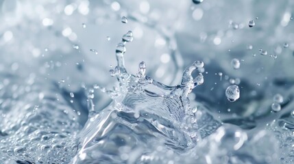 Water splash with clear droplets