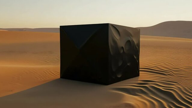 Black Monolith in Desert Landscape with Ai generated.
