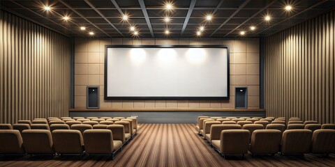 Mock up poster frame on wall Cinema Now showing movie Poster in Movie theatre, with copy space, with empty space
