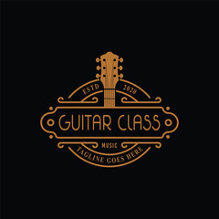 Vintage Guitars Logo with Abstract and Black Background