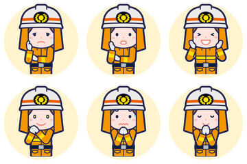 女性消防士のポーズセット_04