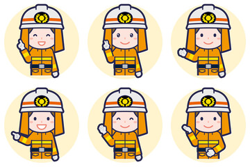 女性消防士のポーズセット_03