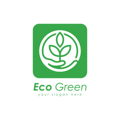 Eco green logo healthy natural product label logo design vector