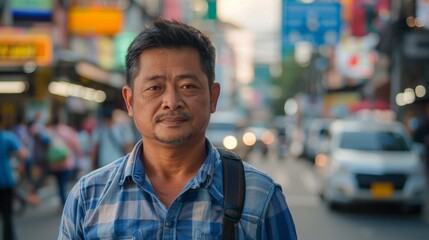 Street Portrait of adult Asian man