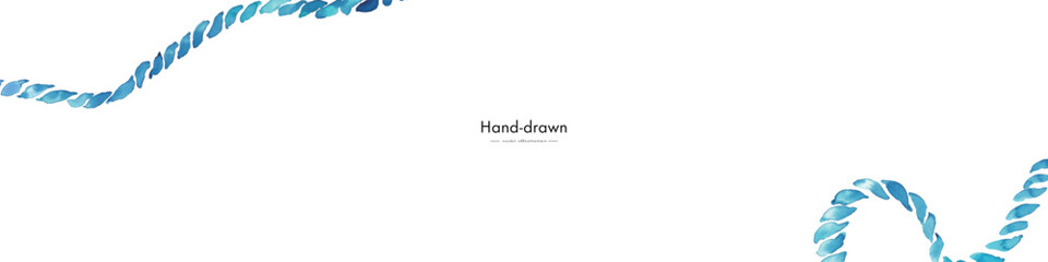 水彩画。水彩タッチの夏のロープイラスト。夏の水彩ベクター背景。Watercolor painting. Summer rope illustration with watercolor touch. Summer watercolor vector background.