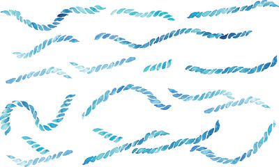 水彩画。水彩タッチの夏のロープイラスト。夏の水彩ベクター背景。Watercolor painting. Summer rope illustration with watercolor touch. Summer watercolor vector background.
