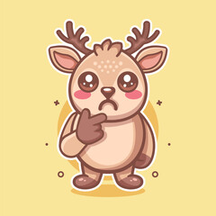 Obraz premium confused deer animal character mascot with thinking expression isolated cartoon