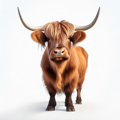 Scottish Highland Cow with Long Horns and Hair