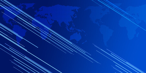 Abstract futuristic hi-tech motion technology background with Modern illustration of cityscape, world map with high rise architecture on skyline
