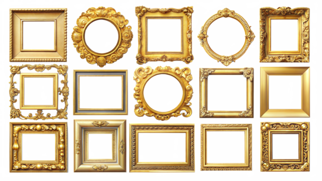 decorative frames banner label collection png transparent background transform Your designs with gold frame