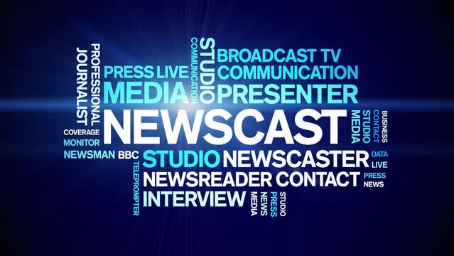 Newscast animated word cloud;text design animation tag kinetic typography seamless loop.