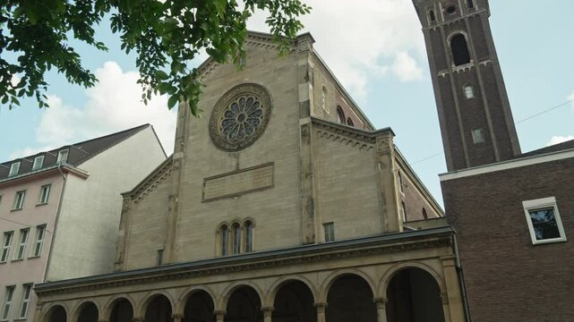 Restored Trinity Church and Protestant Cathedral in Cologne. Trinitatiskirche or Der evangelische Dom Koln, Filzengraben: Germany, Cologne - 20 May 2024