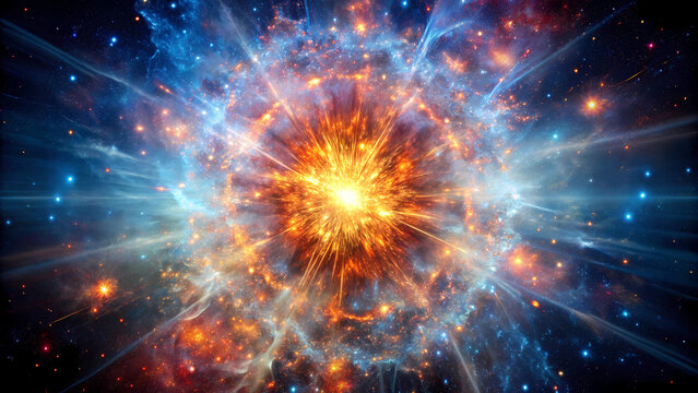 Stearic acid in a cosmic explosion: A cosmic explosion with stearic acid molecules forming intricate patterns.