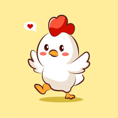 flat vector chicken character logo dumping elements, objects for your brand