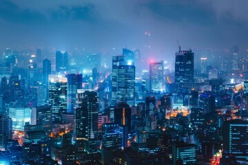 Obraz premium Nighttime Skyline of a Modern City