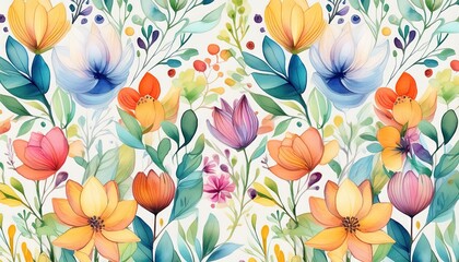 Colorful Watercolor Floral Pattern Design