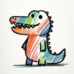 Obraz premium Kids' Scribbly Crayon Art: Playful Crocodile