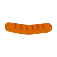 Grilled sausages with strips of fry in trendy shades. Street or fast food icon design concept idea