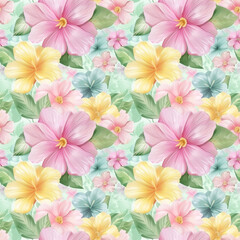 Floral variety color, form nature, seamless fabric pattern.