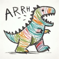 Child's Crayon Art: Fantasy Dinosaur