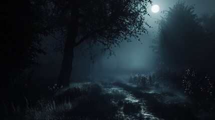 Fototapeta premium The silence of the night was deafening, broken only by the sound of my own rapid breathing.