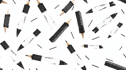 Minimalist seamless pattern of hand-drawn apples in black and white