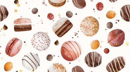 Minimalist watercolor seamless pattern of hand-drawn candy canes with vibrant colors