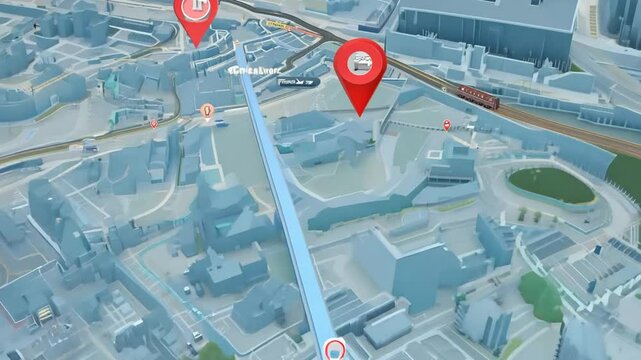 City Map With GPS Pinpoints and Transport Routes Generative AI