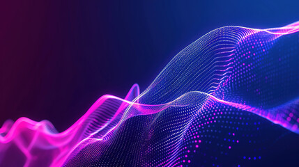 Abstract technology background concept. Glowing digital waves and data curves. Modern tech for business, education, technology or science. Artificial Intelligence Technology. Big Data. Copy space area