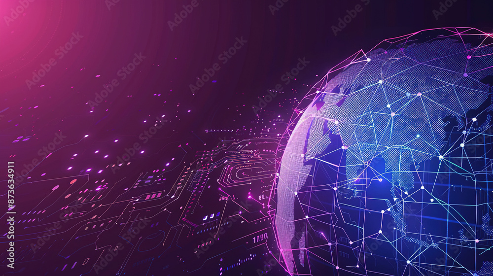Poster abstract technology background with a global network and connectivity concept. digital global networ
