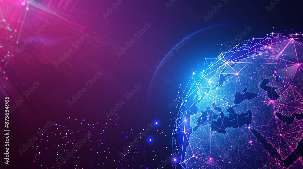 Poster abstract technology background with a global network and connectivity concept. digital global networ