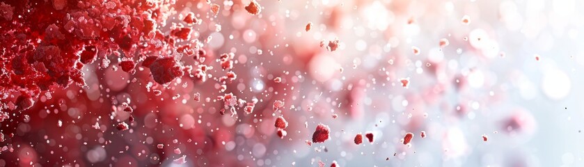 Abstract red and white paint splatter background.