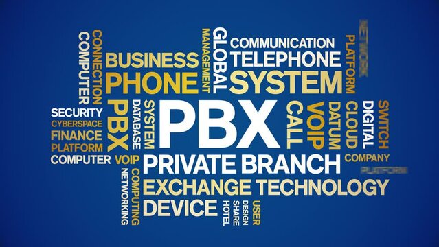 PBX Private Branch Exchange animated word cloud;text design animation tag kinetic typography seamless loop.