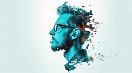 Futuristic Teamwork: Professional Group with Double Exposure of Technological Innovation on 4K White Background, Generative Ai