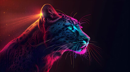 Neon Leopard Portrait Illustration