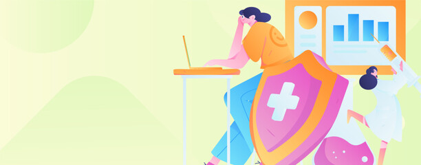 Medical characters fighting the epidemic flat vector concept operation hand drawn illustration
